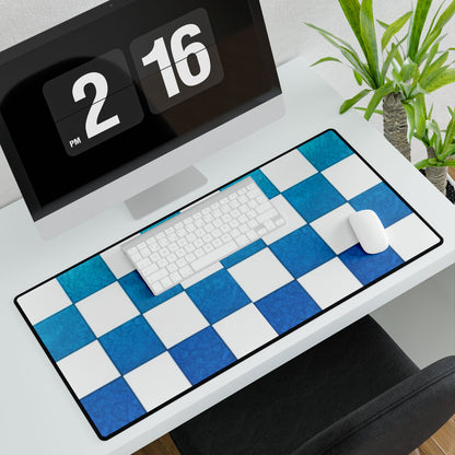 Checkered Desk Mat blue office decor computer pad