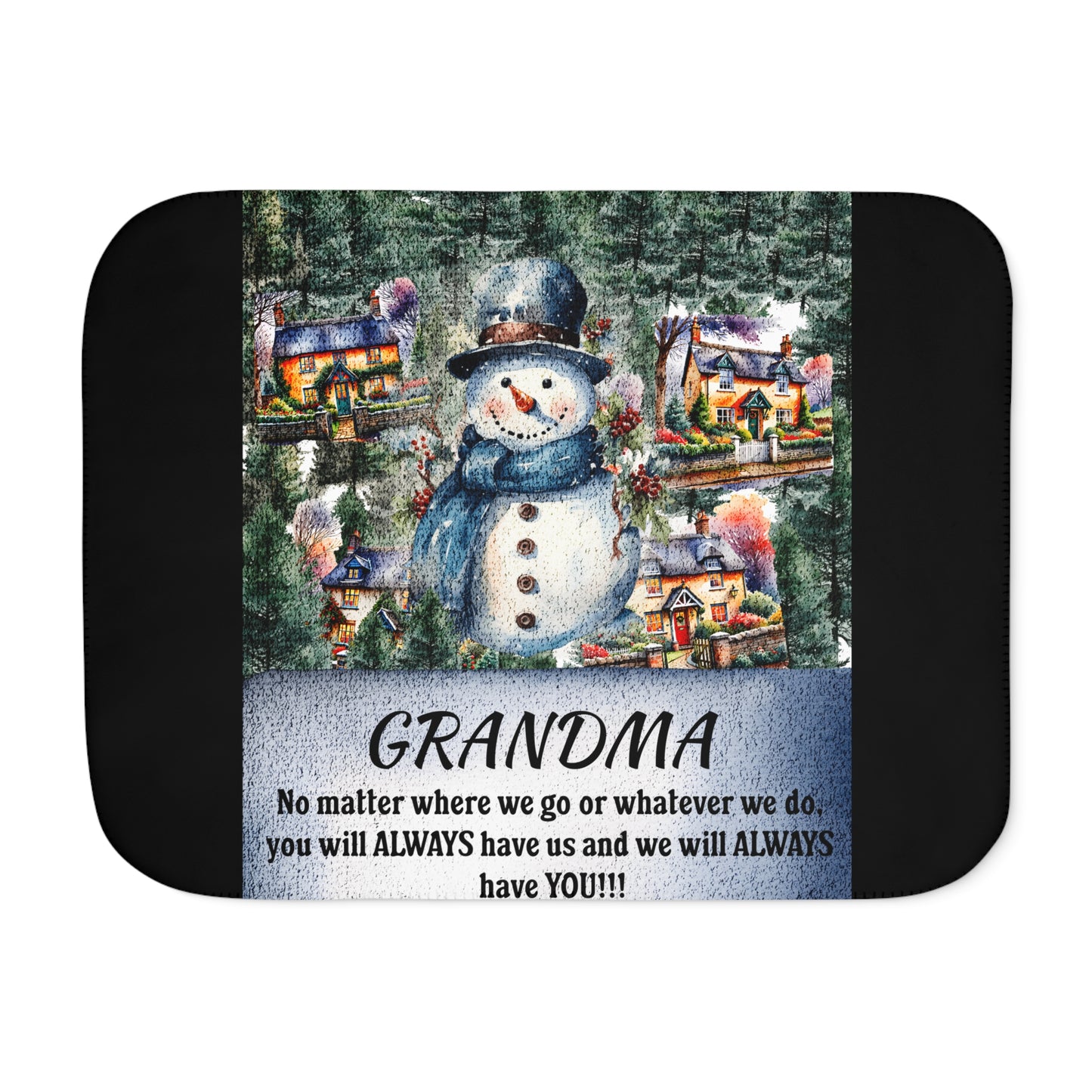 Personalized Grandma Christmas Blanket Snowman Gigi Gift Custom Name Cozy, Two Colors, Holiday Throw, Winter Home Decor,