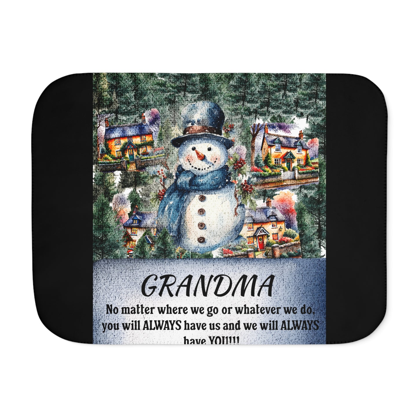 Personalized Grandma Christmas Blanket Snowman Gigi Gift Custom Name Cozy, Two Colors, Holiday Throw, Winter Home Decor,