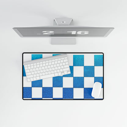 Checkered Desk Mat blue office decor computer pad