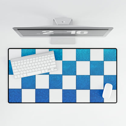 Checkered Desk Mat blue office decor computer pad