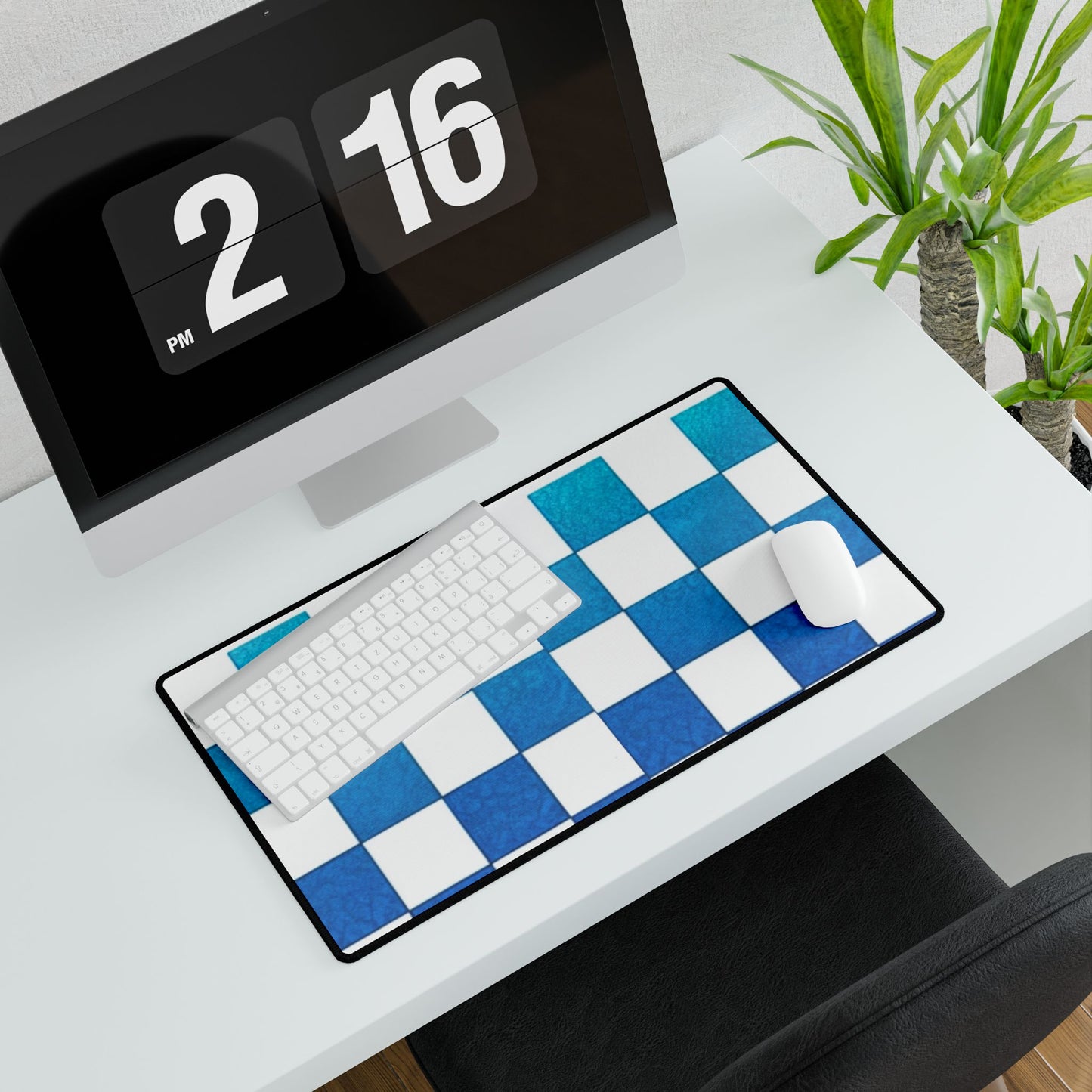 Checkered Desk Mat blue office decor computer pad