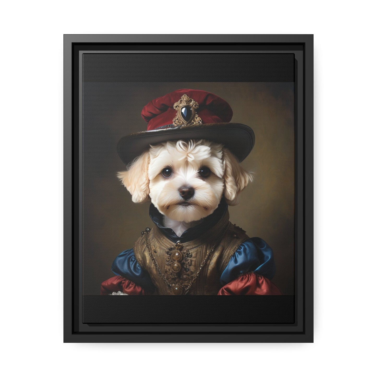 Maltipoo art, Matte Canvas, Black Frame"Gallery Wrapped Canvas, Elegant Canvas Stretched, 0.75 Inch - Ready to Hang,Premium Stretched Canvas