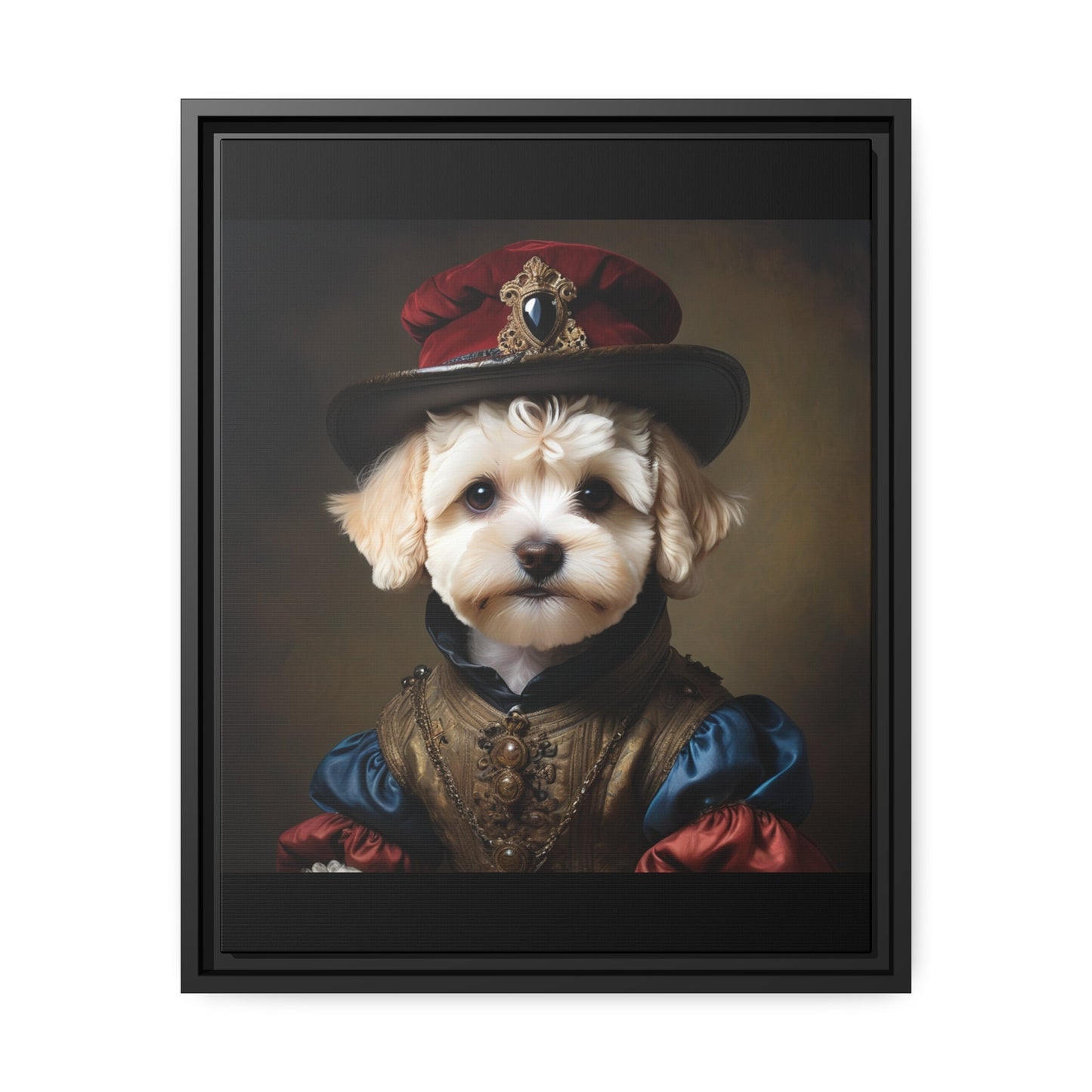 Maltipoo art, Matte Canvas, Black Frame"Gallery Wrapped Canvas, Elegant Canvas Stretched, 0.75 Inch - Ready to Hang,Premium Stretched Canvas