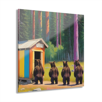 Bear Animal funny artwork  animal bear wall art adorable bear art humorous  Acrylic Prints (French Cleat Hanging),bathroom wall art