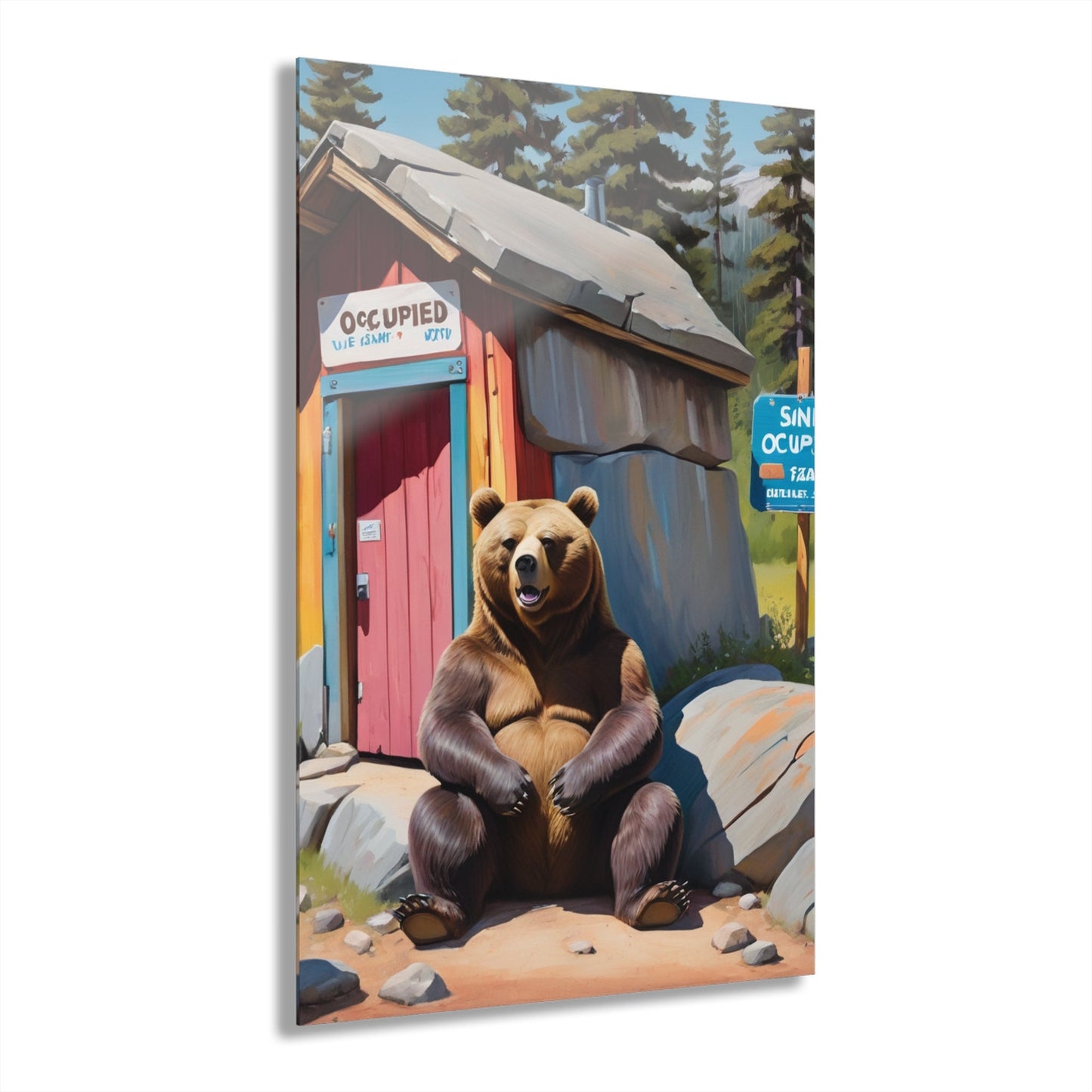 funny bear wall art,bathroom wall art Acrylic Prints (French Cleat Hanging)