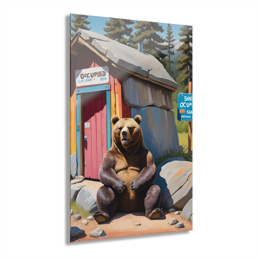 funny bear wall art,bathroom wall art Acrylic Prints (French Cleat Hanging)