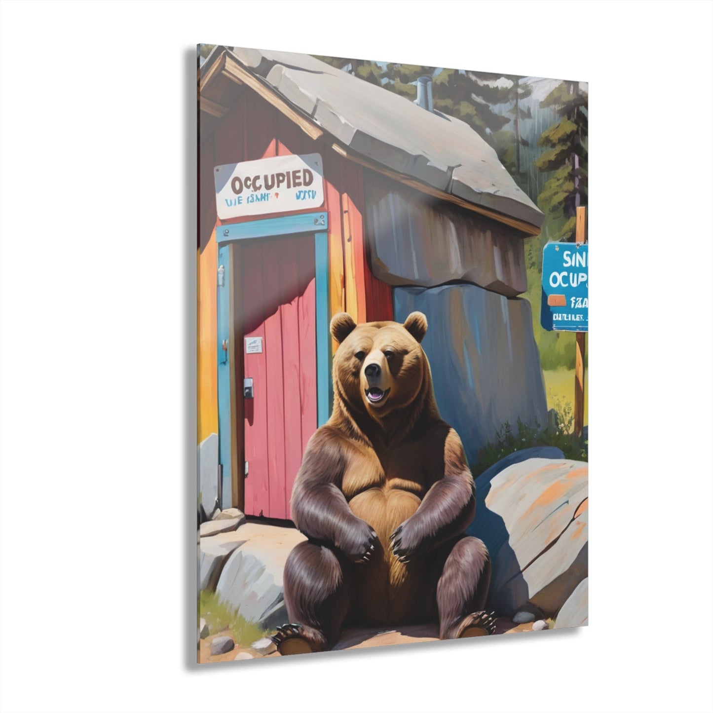 funny bear wall art,bathroom wall art Acrylic Prints (French Cleat Hanging)