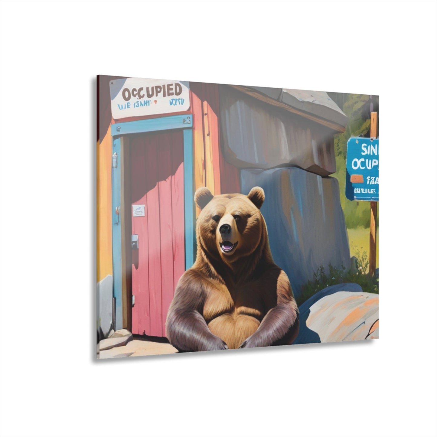 funny bear wall art,bathroom wall art Acrylic Prints (French Cleat Hanging)