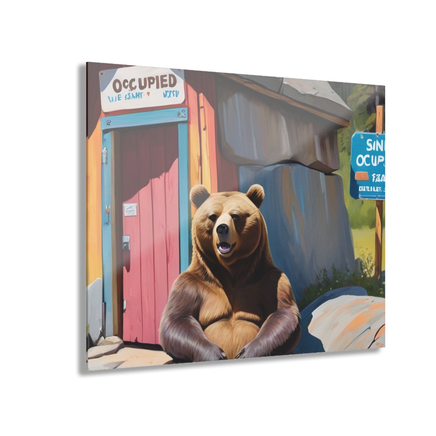 funny bear wall art,bathroom wall art Acrylic Prints (French Cleat Hanging)