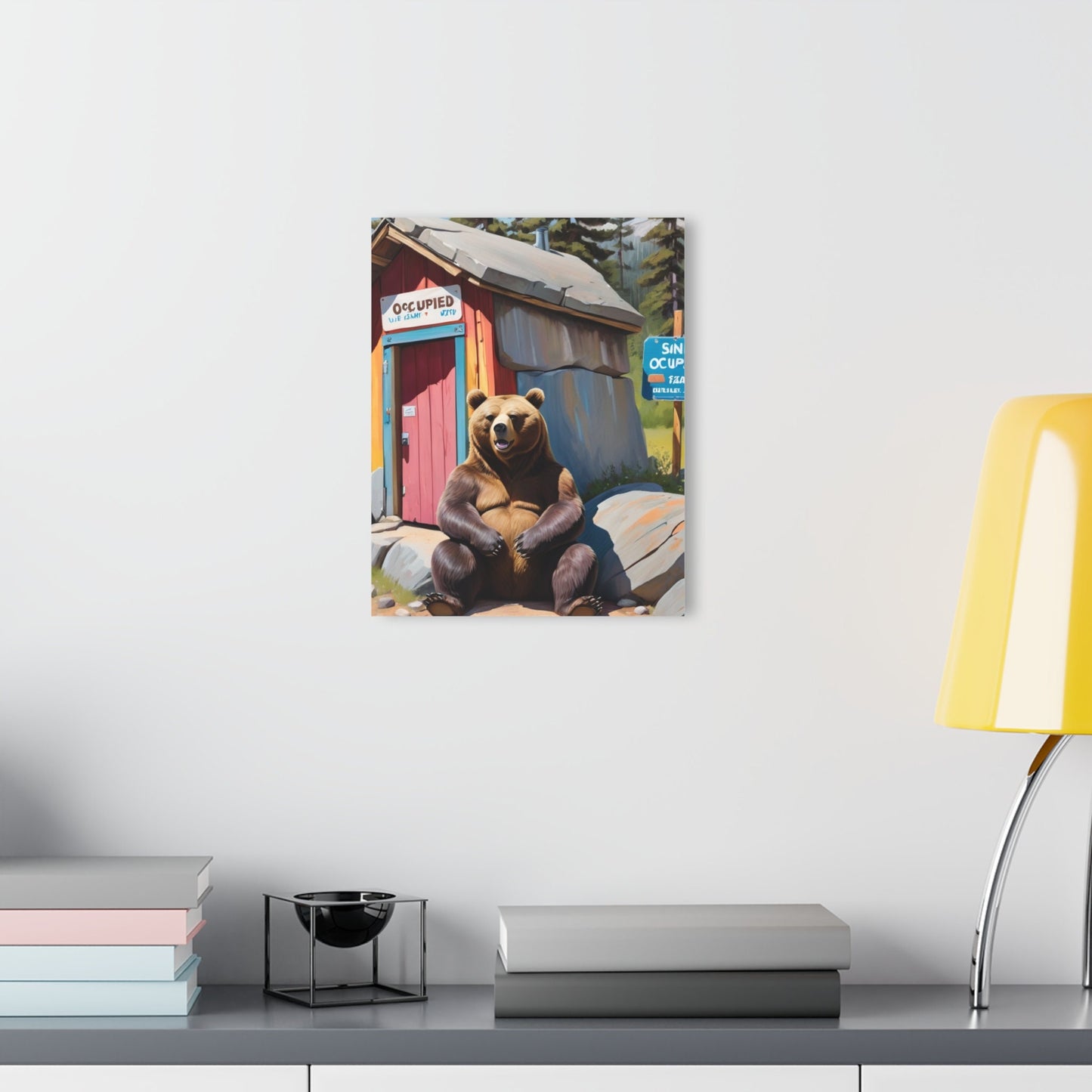 funny bear wall art,bathroom wall art Acrylic Prints (French Cleat Hanging)