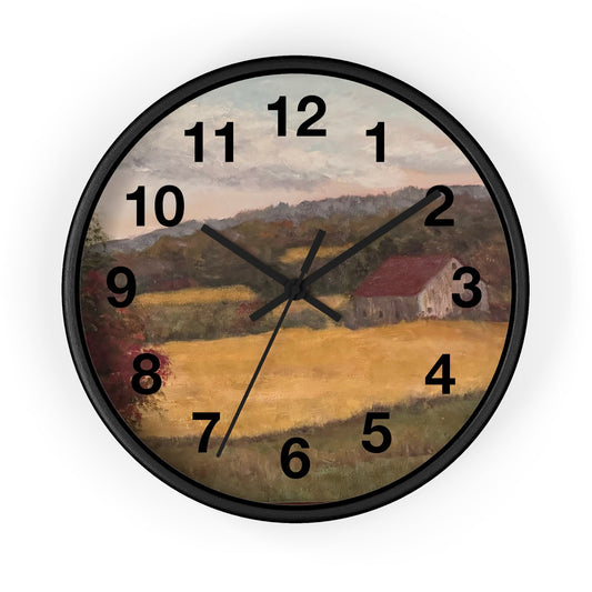 Rustic Farmhouse Wall Clock - Charming Living Room Decor"Wall Clock, farm themed, living room wall art.