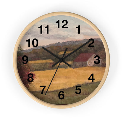 Rustic Farmhouse Wall Clock - Charming Living Room Decor"Wall Clock, farm themed, living room wall art.