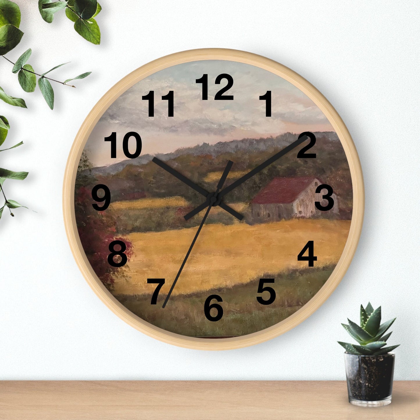 Rustic Farmhouse Wall Clock - Charming Living Room Decor"Wall Clock, farm themed, living room wall art.