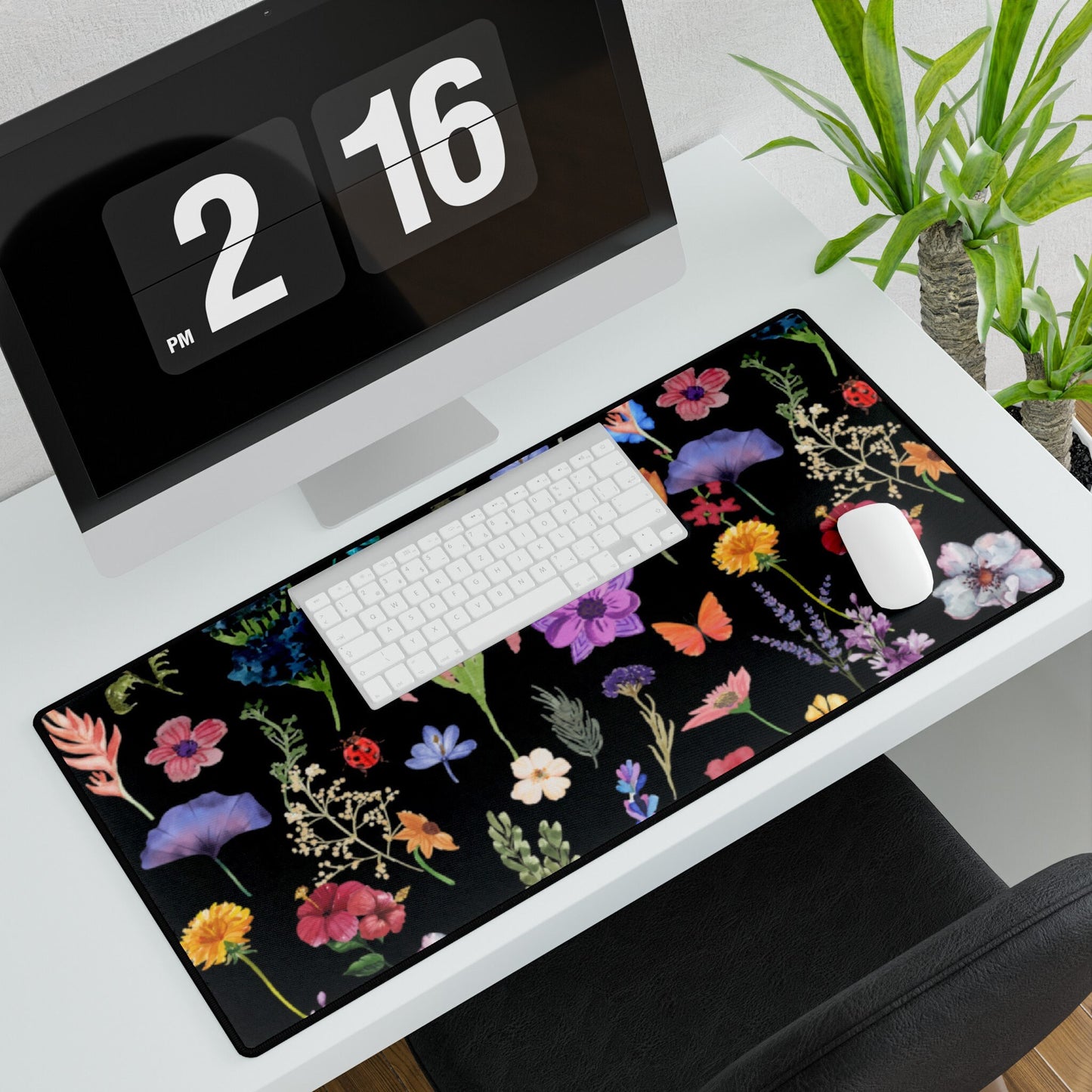 Desk Mat floral design   Custom Floral Desk theme  Personalized Boho Chic Workspace Accessory Positive Vibes  Desk Mat