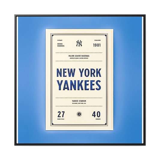 New York Yankees Wall Art - Boys Room Decor, Baseball Nursery, Softball Nursery - Square Frame Canvas Wrap"