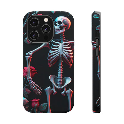 Phone case Skeleton skull Garden  Mystique Phone Case | Eerie Skulls Amidst Gloomy Wildflowers iPhone Pixel Samsung MagSafe Tough Cases