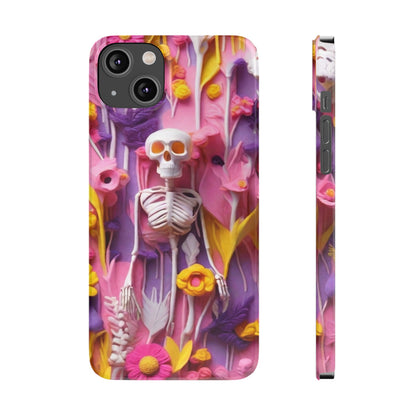 Phone case floral skeleton theme gift for her Slim Phone Cases