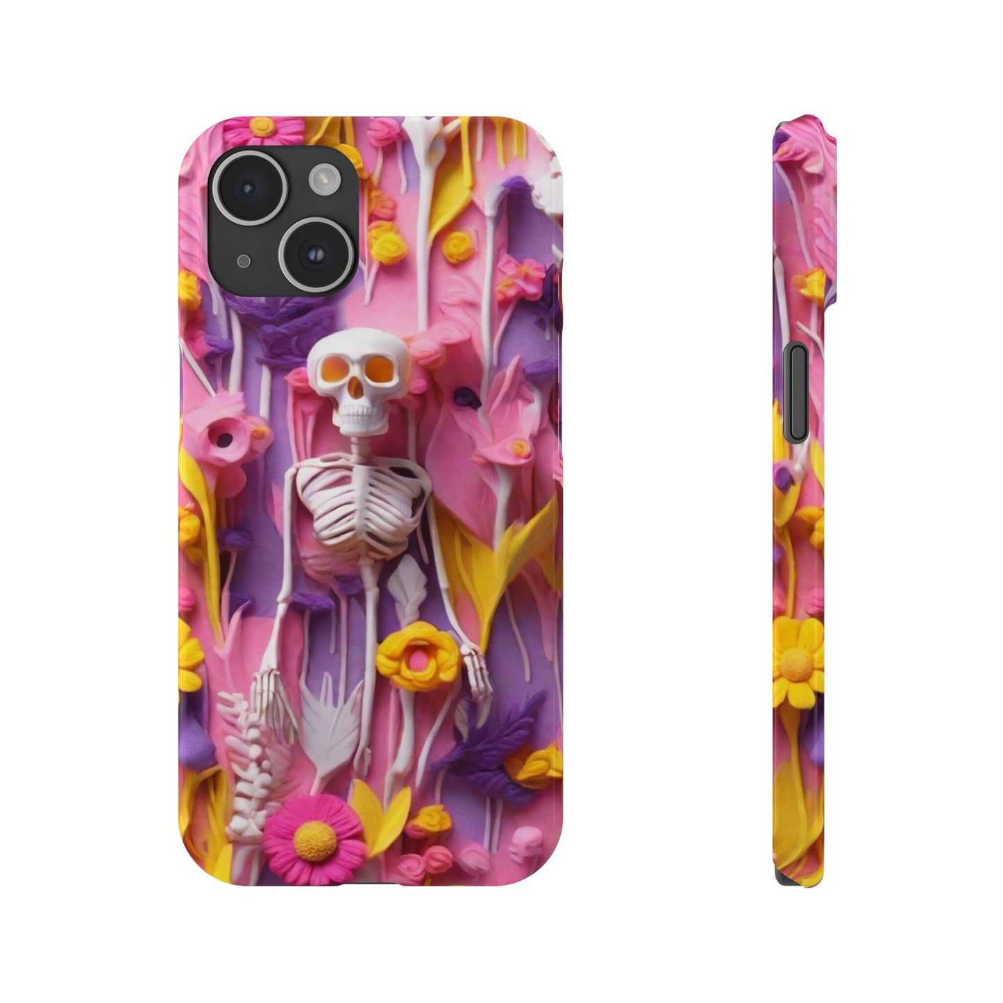 Phone case floral skeleton theme gift for her Slim Phone Cases