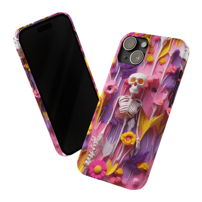 Phone case floral skeleton theme gift for her Slim Phone Cases