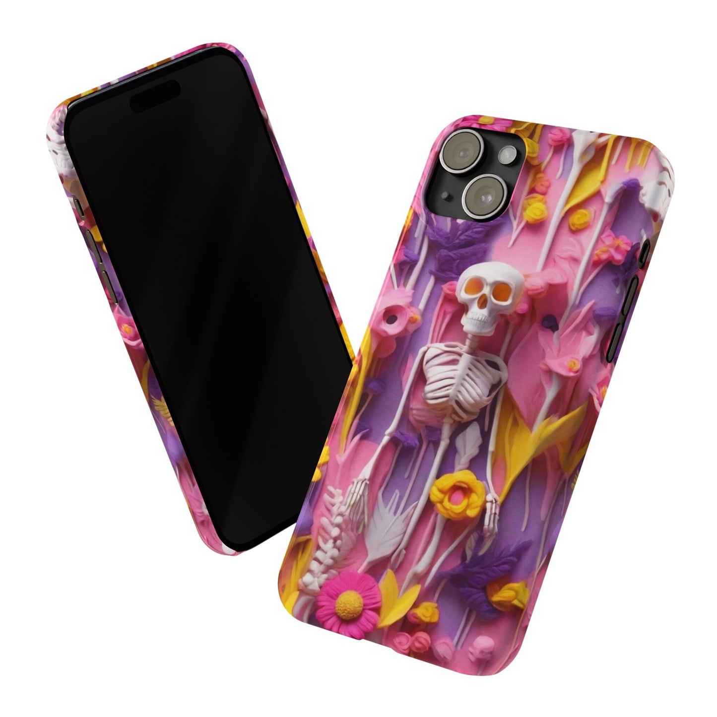 Phone case floral skeleton theme gift for her Slim Phone Cases