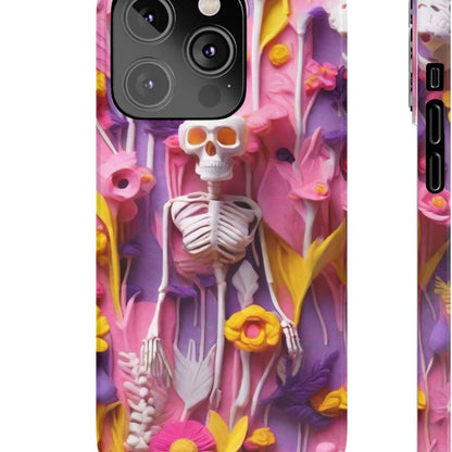 Phone case floral skeleton theme gift for her Slim Phone Cases