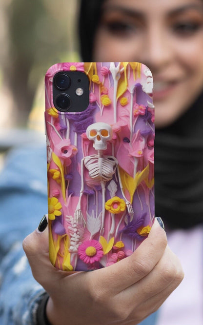 Phone case floral skeleton theme gift for her Slim Phone Cases