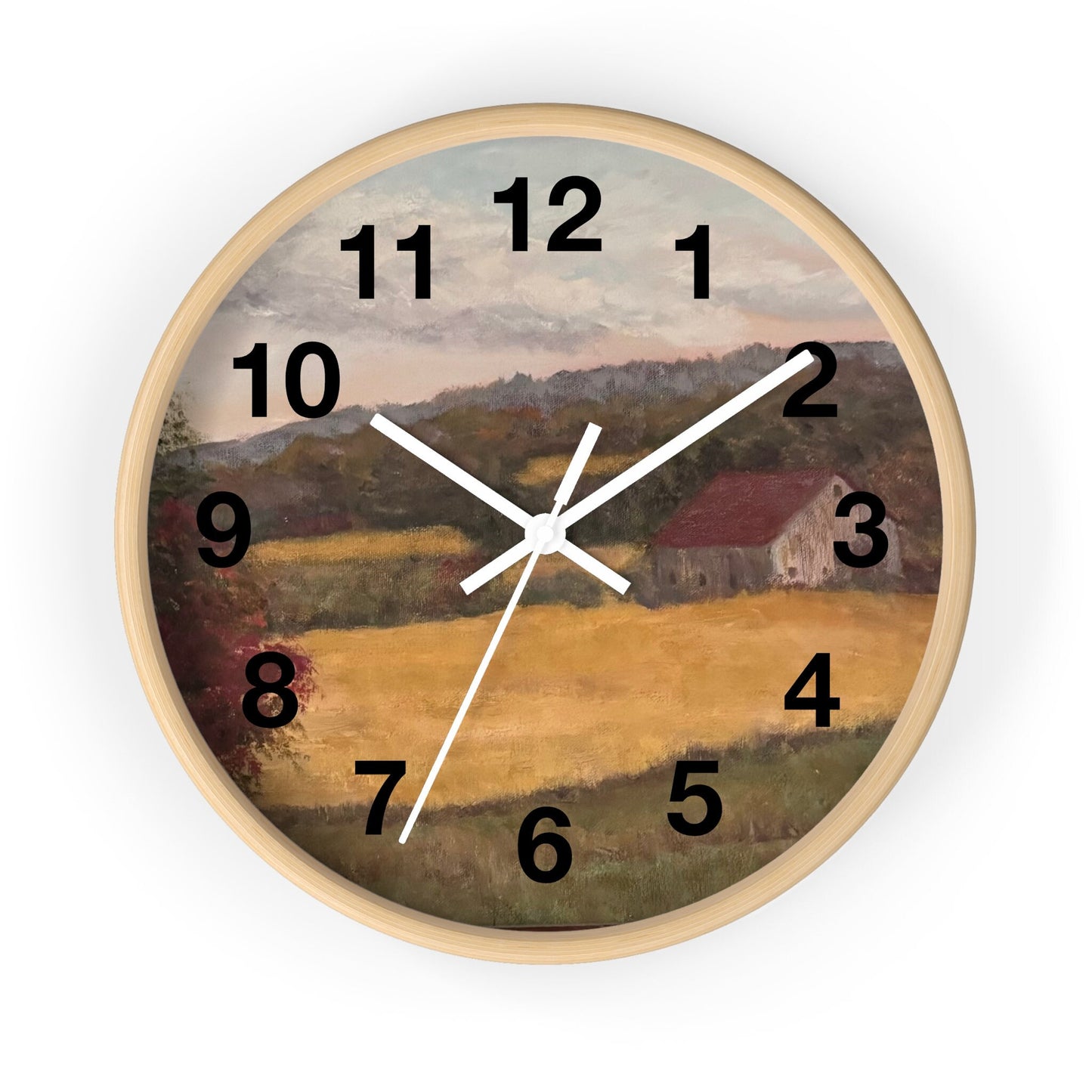 Rustic Farmhouse Wall Clock - Charming Living Room Decor"Wall Clock, farm themed, living room wall art.