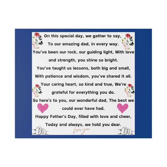 fathers day blanket for dad message gift Matte Canvas, Stretched, 0.75"