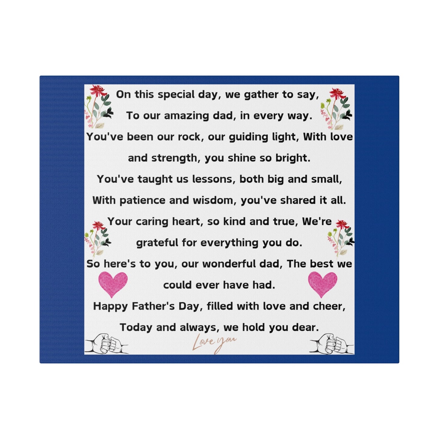 fathers day blanket for dad message gift Matte Canvas, Stretched, 0.75"