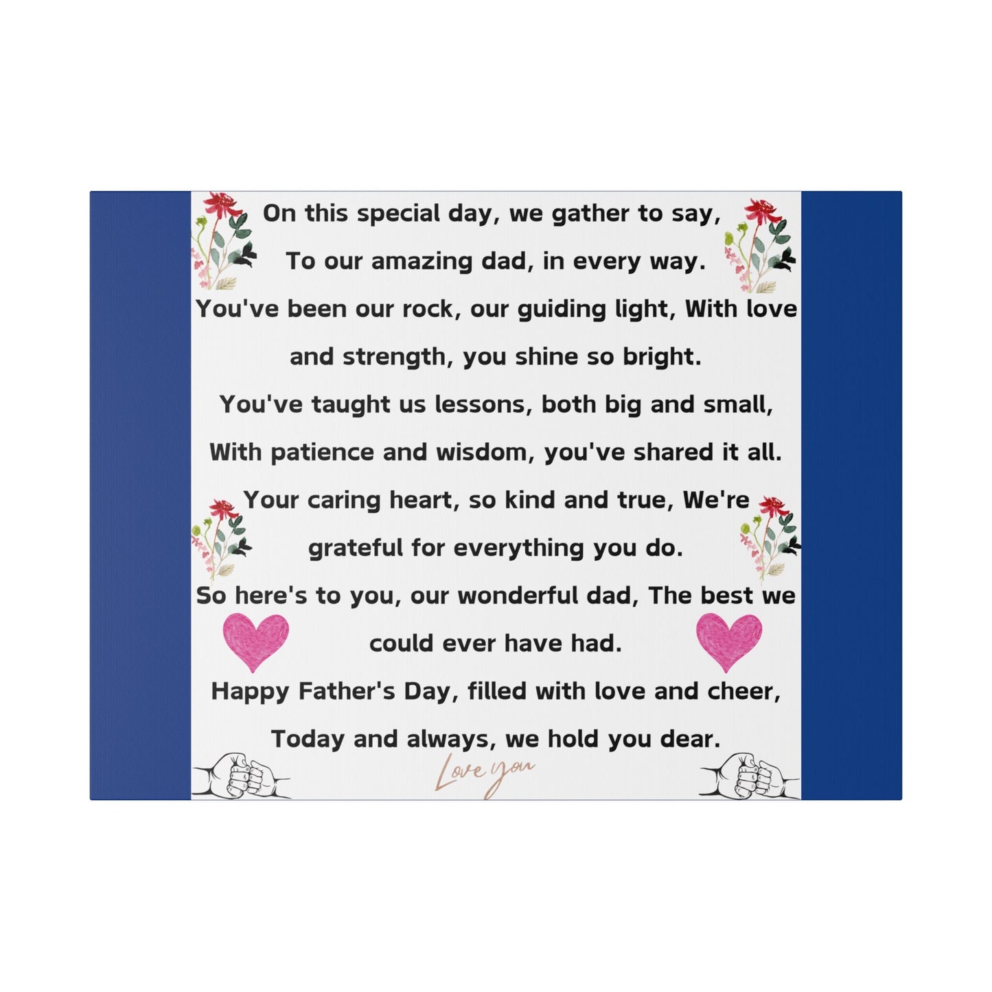 fathers day blanket for dad message gift Matte Canvas, Stretched, 0.75"