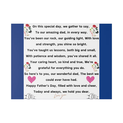 fathers day blanket for dad message gift Matte Canvas, Stretched, 0.75"