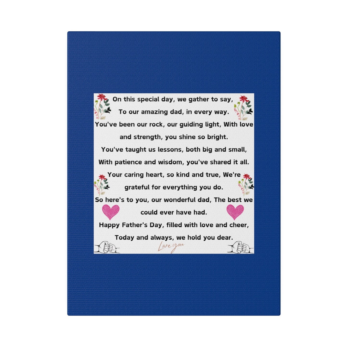 fathers day blanket for dad message gift Matte Canvas, Stretched, 0.75"