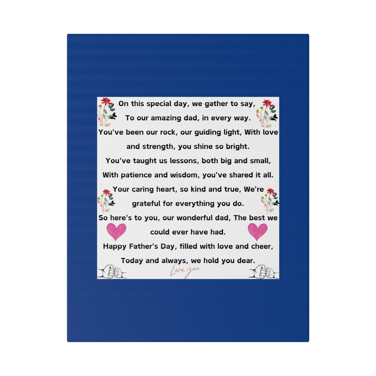 fathers day blanket for dad message gift Matte Canvas, Stretched, 0.75"