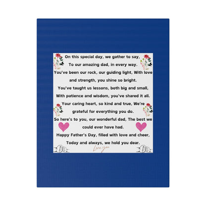 fathers day blanket for dad message gift Matte Canvas, Stretched, 0.75"