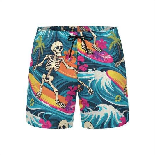 Hawaiian shorts skeleton  surfers Tropical Vibes Beach Shorts swim  Trunks resort shortsSummer Ready! Men's Beach Shorts in Vibrant