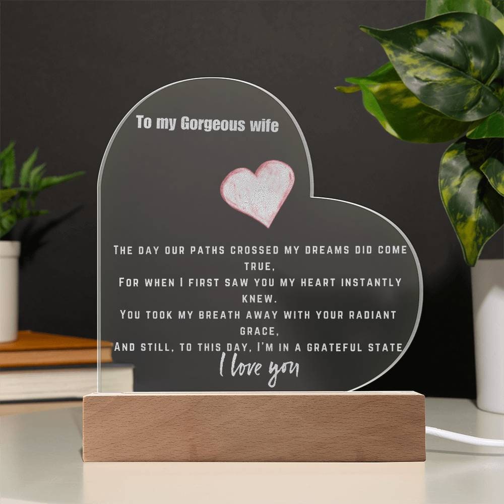 Engraved Acrylic Plaque for wife personalized gift wedding gifts for 5oth anniversary birthday nightlight laser custom plaque