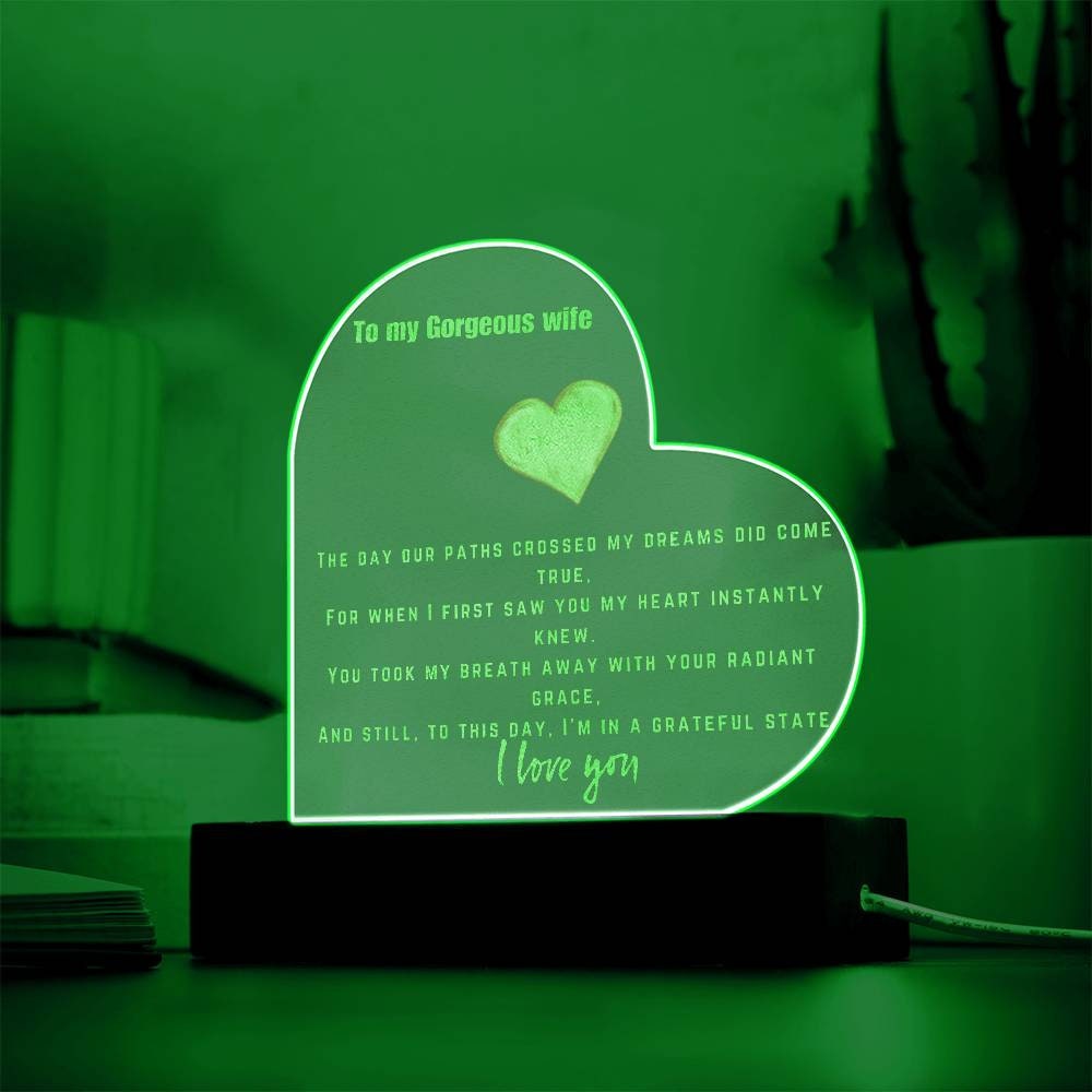 Engraved Acrylic Plaque for wife personalized gift wedding gifts for 5oth anniversary birthday nightlight laser custom plaque