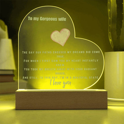 Engraved Acrylic Plaque for wife personalized gift wedding gifts for 5oth anniversary birthday nightlight laser custom plaque