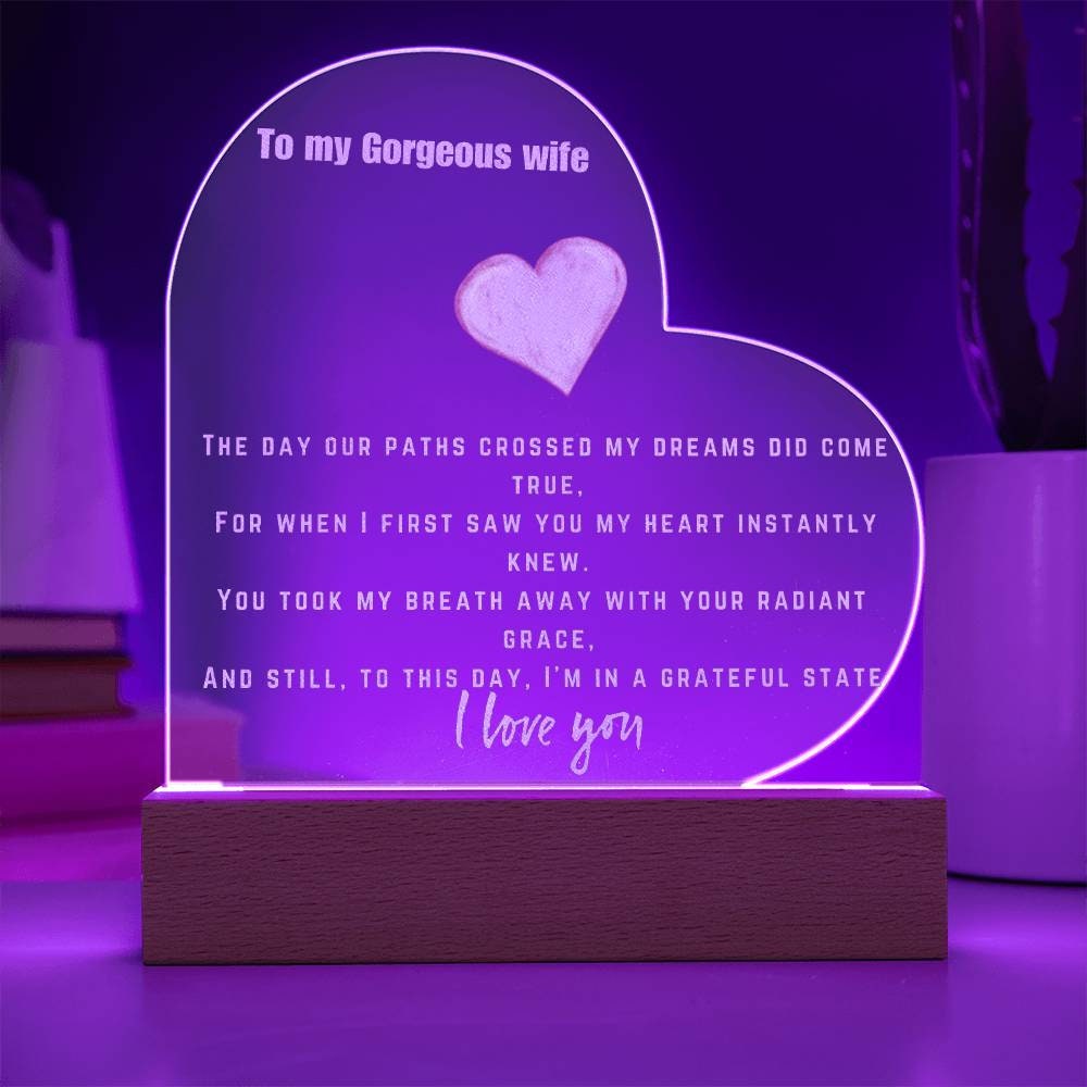 Engraved Acrylic Plaque for wife personalized gift wedding gifts for 5oth anniversary birthday nightlight laser custom plaque