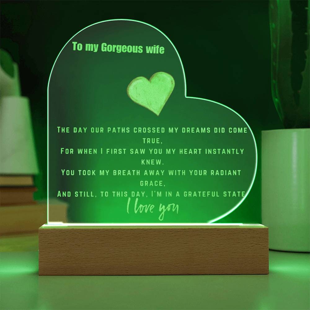 Engraved Acrylic Plaque for wife personalized gift wedding gifts for 5oth anniversary birthday nightlight laser custom plaque