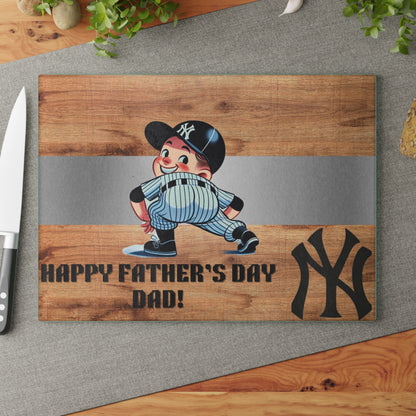 Yankee fathers day gift Glass Cutting Board   Art Print  Charcuterie Cheese  Serving Tray  Personalized  Kitchen Decor gifts step father