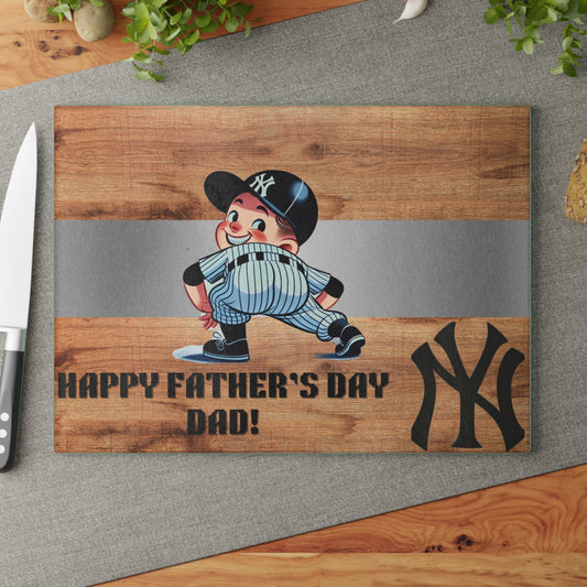 Yankee fathers day gift Glass Cutting Board   Art Print  Charcuterie Cheese  Serving Tray  Personalized  Kitchen Decor gifts step father