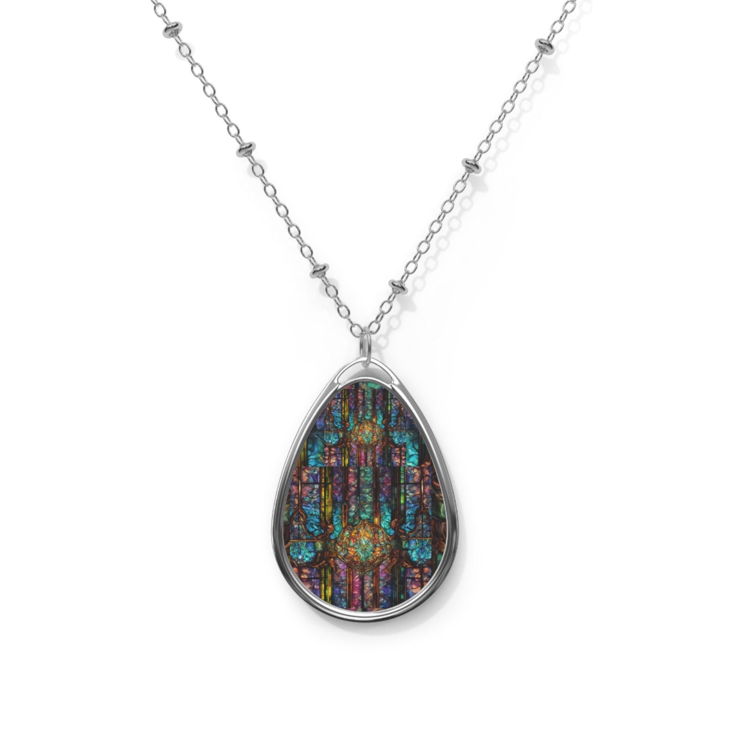 Oval Necklace jewelry women stained glass