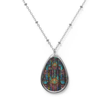 Oval Necklace jewelry women stained glass