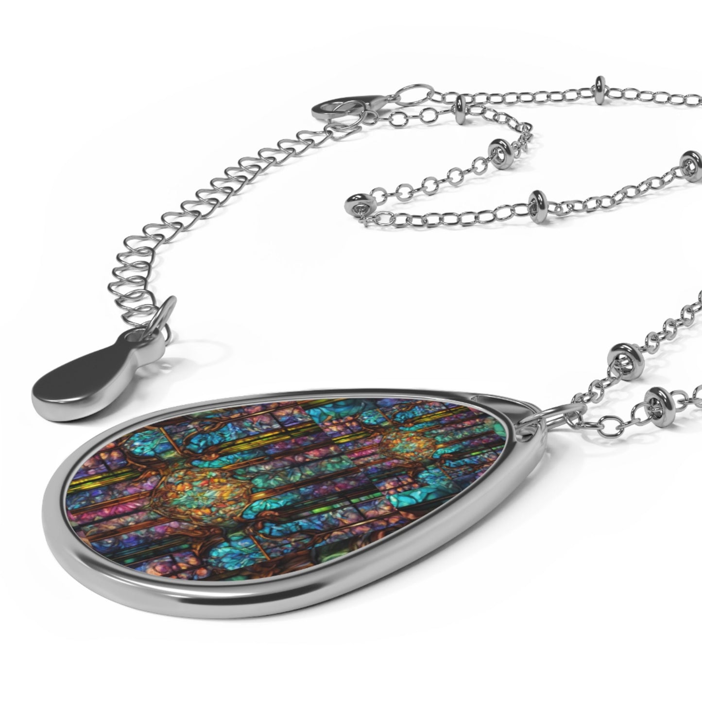 Oval Necklace jewelry women stained glass