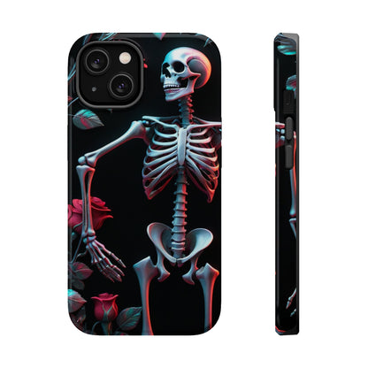 Phone case Skeleton skull Garden  Mystique Phone Case | Eerie Skulls Amidst Gloomy Wildflowers iPhone Pixel Samsung MagSafe Tough Cases