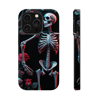 Phone case Skeleton skull Garden  Mystique Phone Case | Eerie Skulls Amidst Gloomy Wildflowers iPhone Pixel Samsung MagSafe Tough Cases