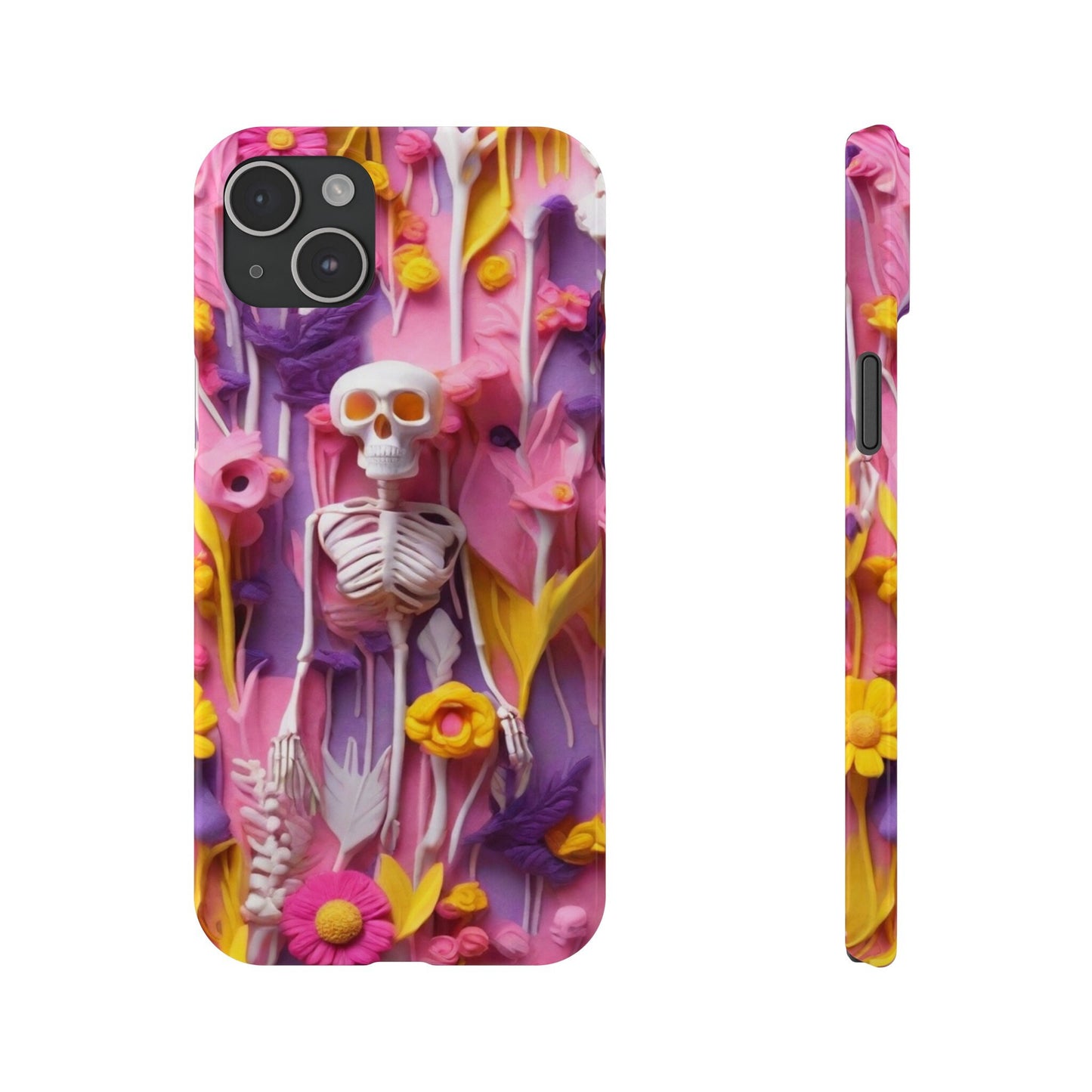 Phone case floral skeleton theme gift for her Slim Phone Cases