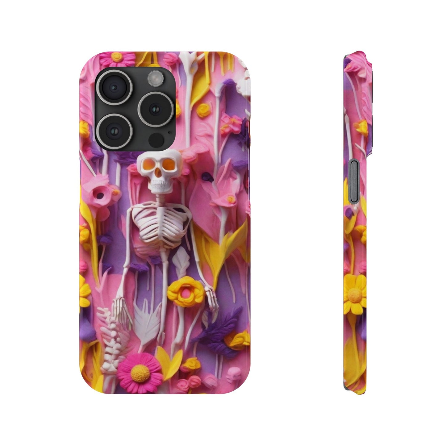 Phone case floral skeleton theme gift for her Slim Phone Cases